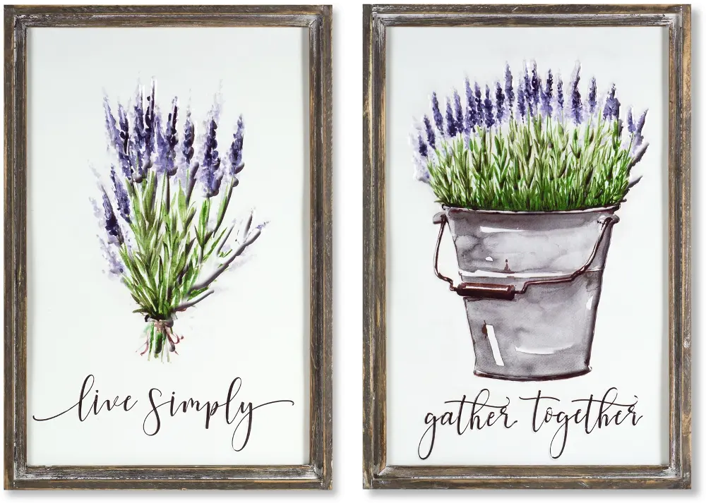 Assorted Multi Color Lavender Tin and Wood Wall Plaque-1