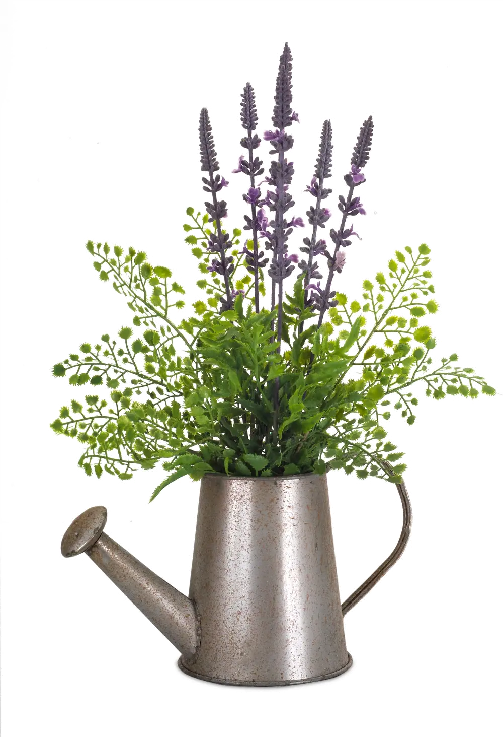 17 Inch Lavender and Fern Arrangement In Watering Can-1
