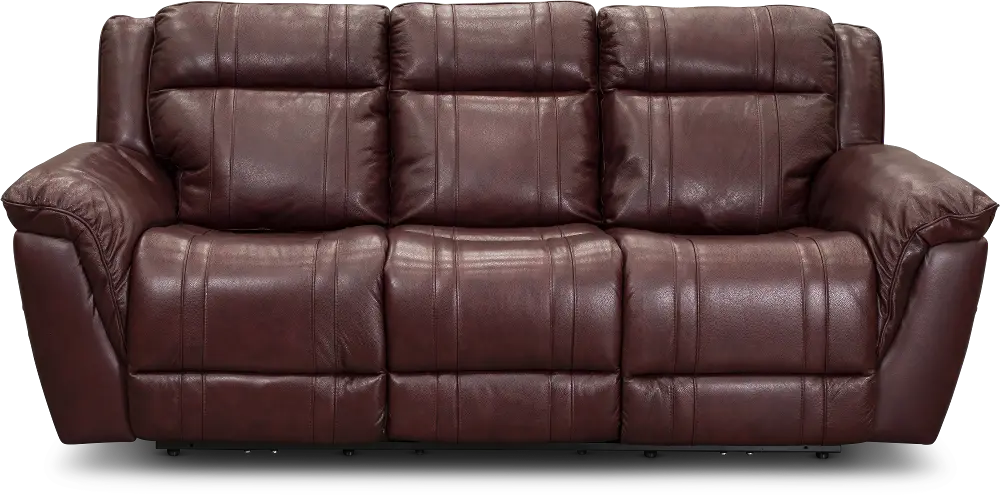 Chili Red Leather-Match Power Reclining Sofa with Adjustable Headrest - Trent-1