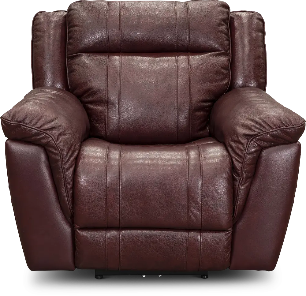 Chili Red Leather-Match Power Recliner with Adjustable Headrest - Trent-1