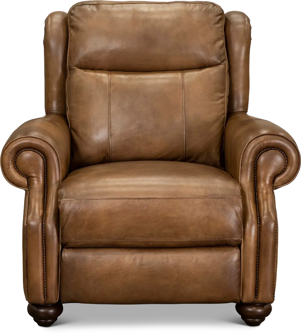 Toffee Brown Leather Power Recliner with Power Headrest - Hancock-1