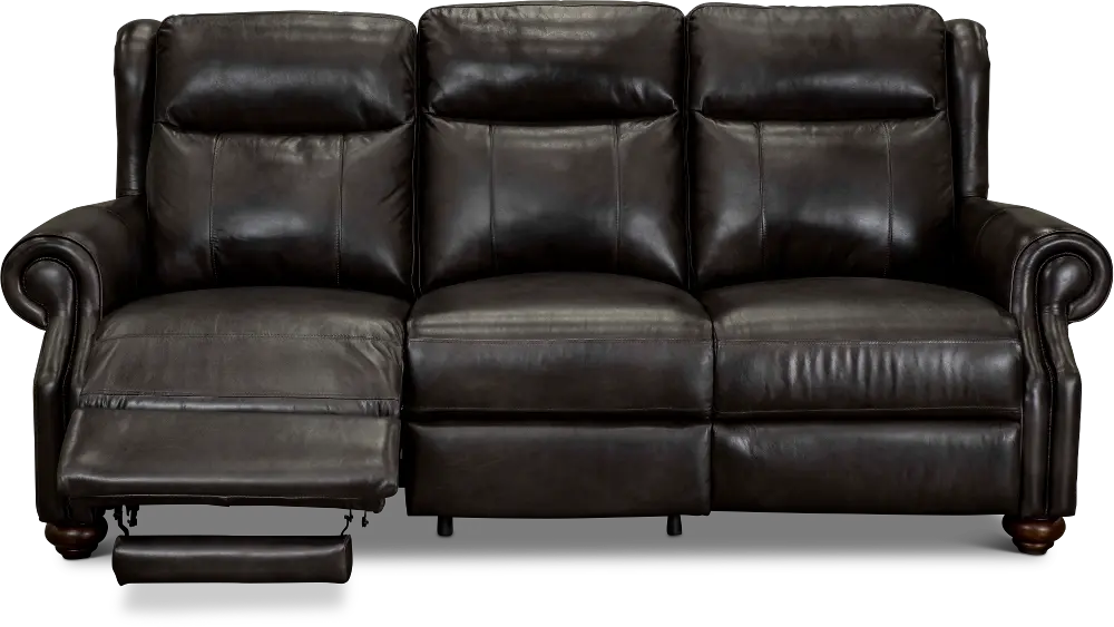 Dusk Gray Leather Power Reclining Sofa with Power Headrest - Hancock-1