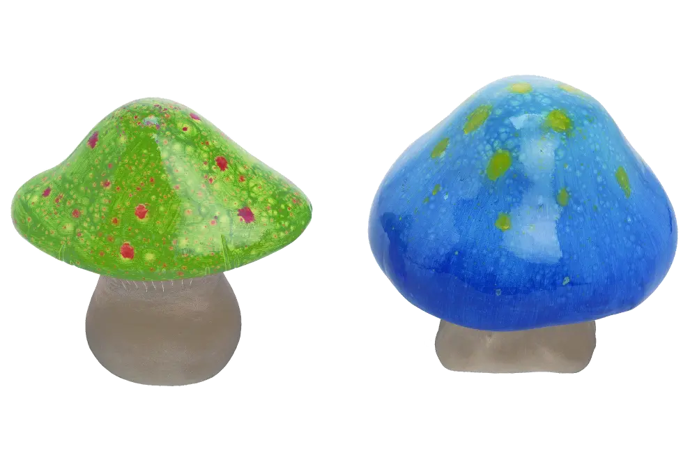 Assorted Blue or Green Glazed Garden Mushroom-1