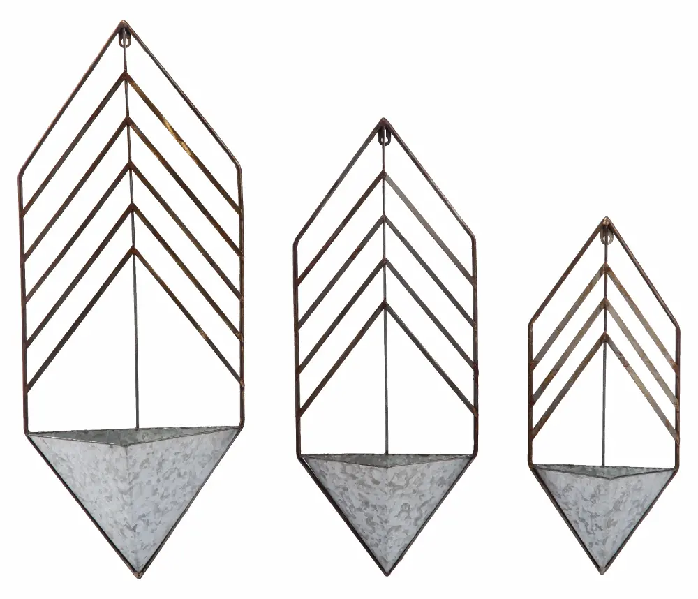 18 Inch Galvanized Metal Arrow Shaped Wall Hanging Planter-1