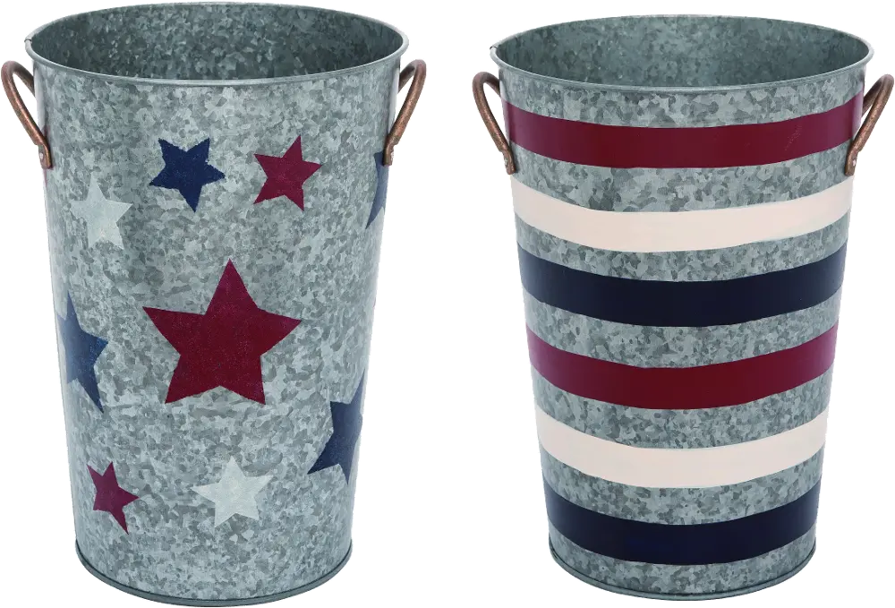 Assorted Blue, White and Red Patriotic Metal Planter-1