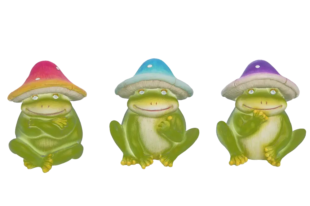 Assorted Multi Color Mushroom Frog Figurine-1