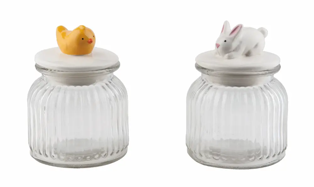 Assorted 4.5 Inch Dolomite and Glass Decorative Candy Jar-1