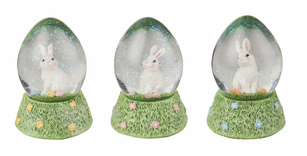 Assorted Multi Color Egg-Shaped Bunny Snow Globe-1