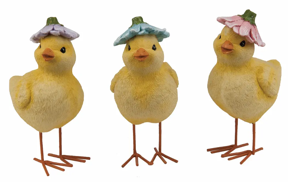 Assorted Glitter Chick Figurine with Flower Hat-1