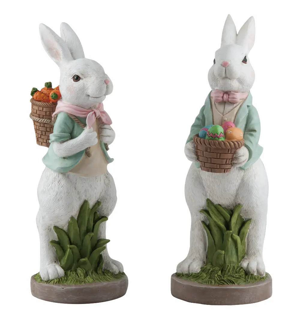Assorted Multi Color Resin Garden Bunny Rabbit Figurine-1