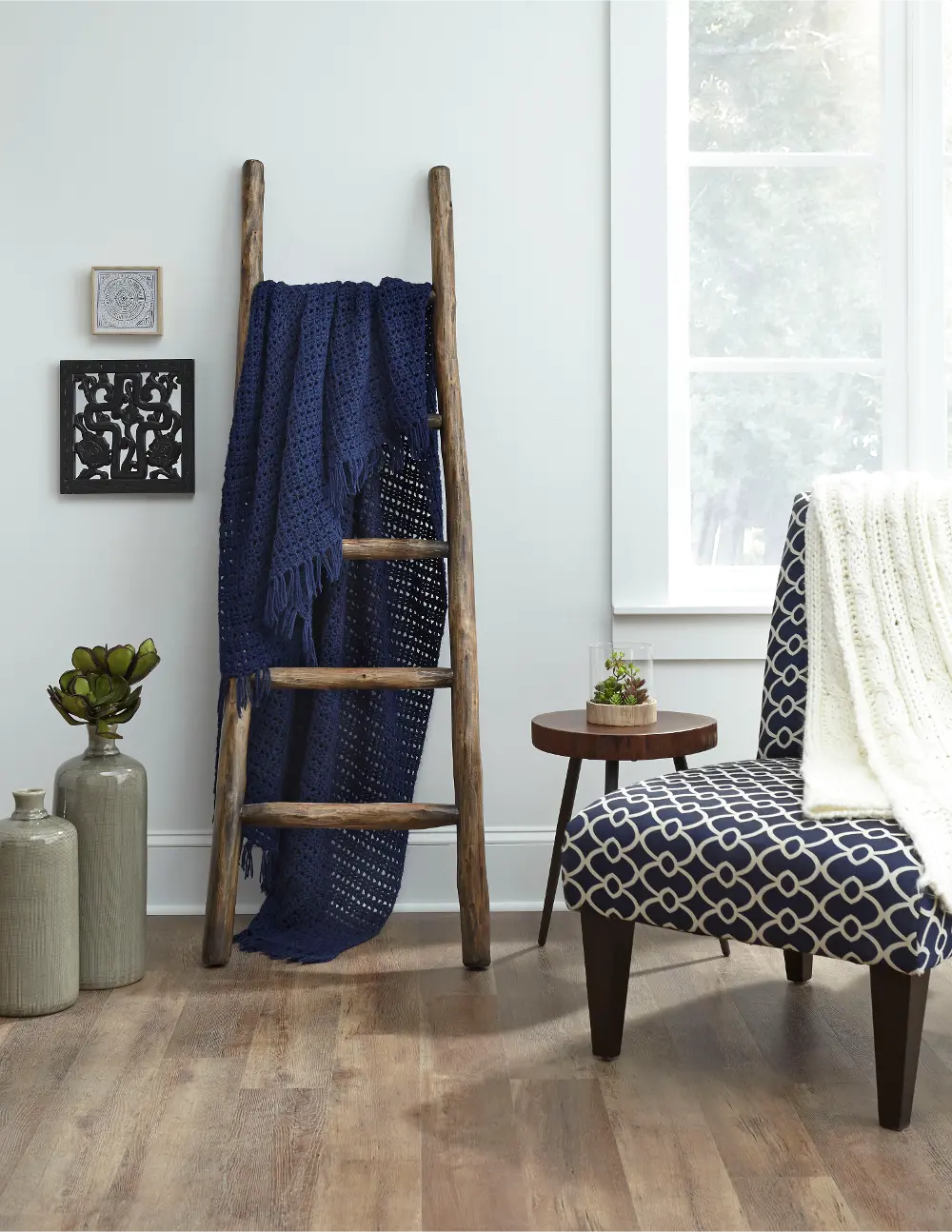 Millie French Roast Eucalyptus Wood Blanket Ladder-1