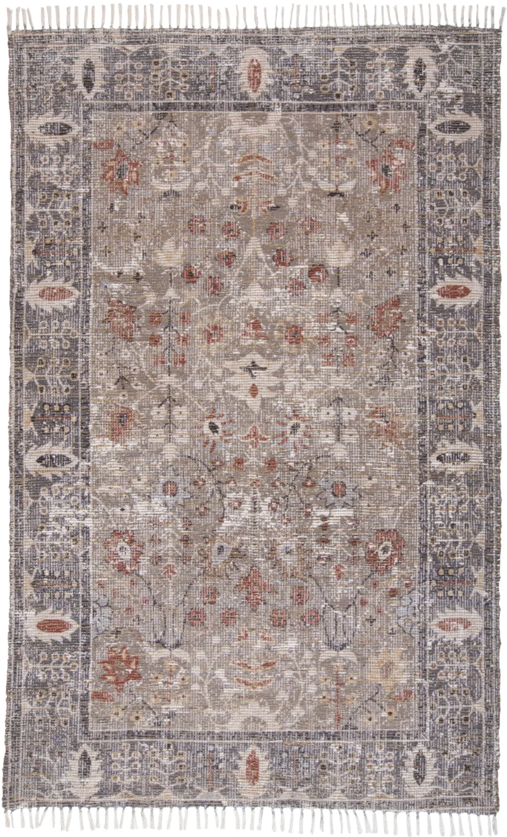 8 x 10 Large Traditional Gray and Rust Area Rug - Grayson-1
