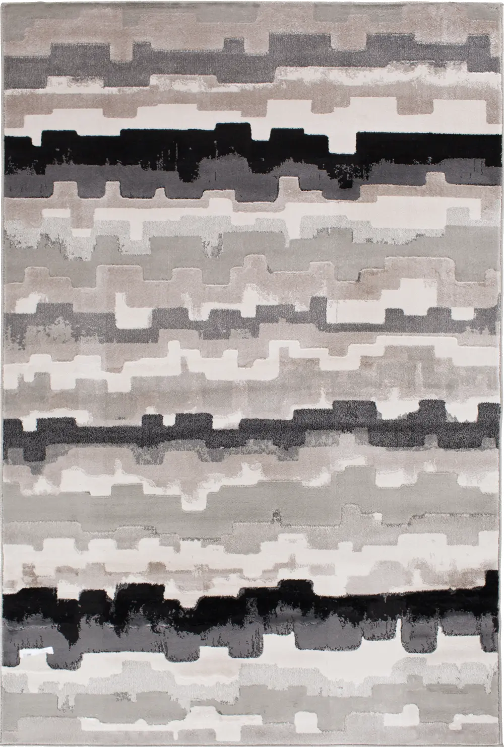 8 x 10 Large Erasto White, Gray, and Black Area Rug - Milan-1