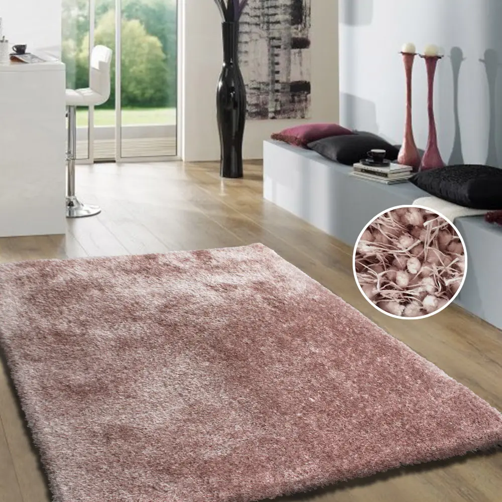 Shaggy Viscose 5 x 7 Dusty Pink Shag Rug-1