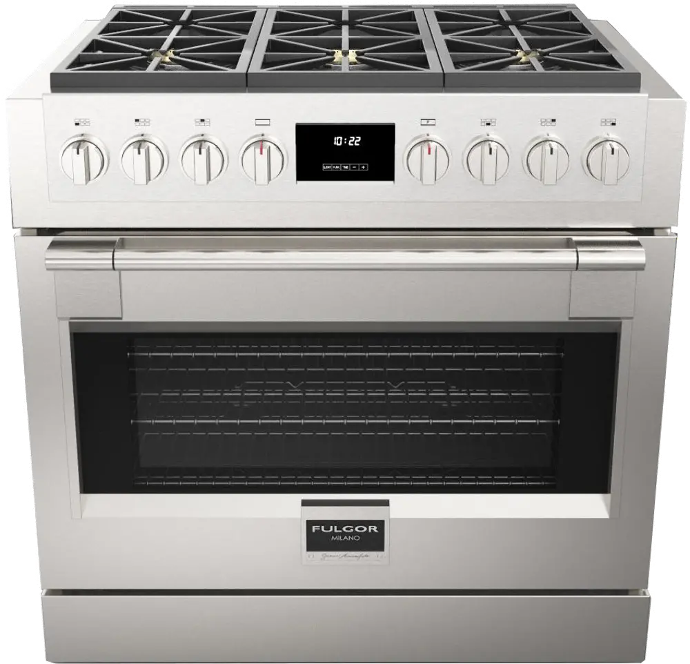 F6PGR366S2 Fulgor Milano 36 Inch Sofia Professional Gas Range - Stainless Steel-1