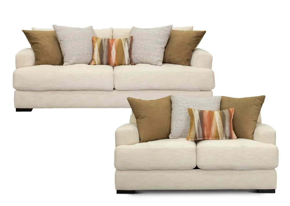 KIT Contemporary Ivory White 2 Piece Living Room Set - Carlin-1