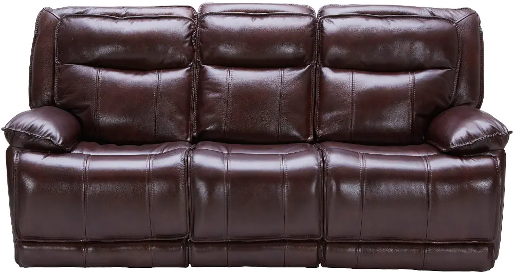 Triple Play Burgundy Leather-Match Power Reclining Sofa-1