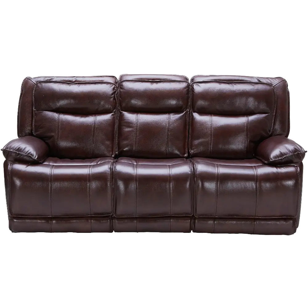 Triple Play Burgundy Leather-Match Power Reclining Sofa-1