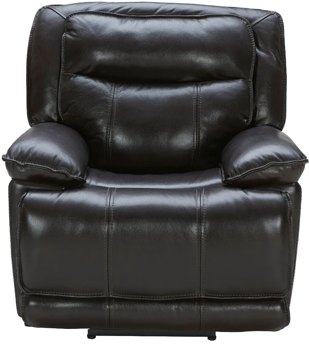 Triple Play Black Leather-Match Power Recliner-1