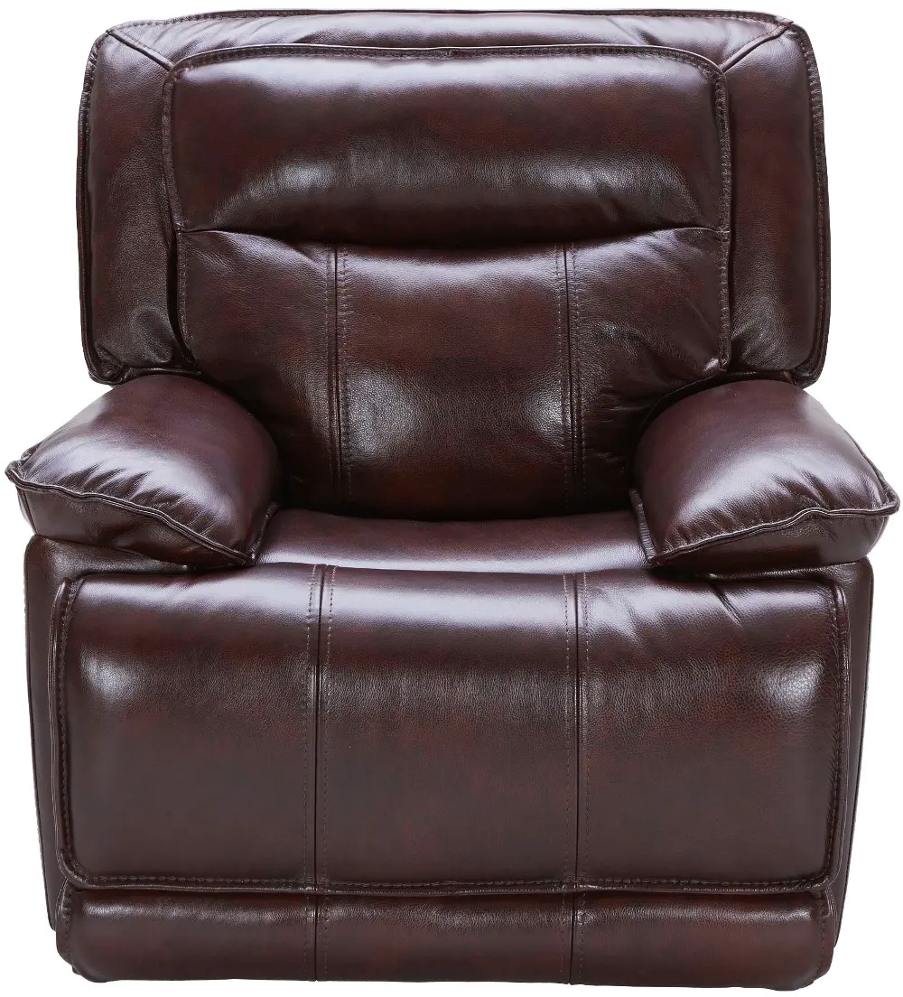 Triple Play Burgundy Leather-Match Power Recliner-1