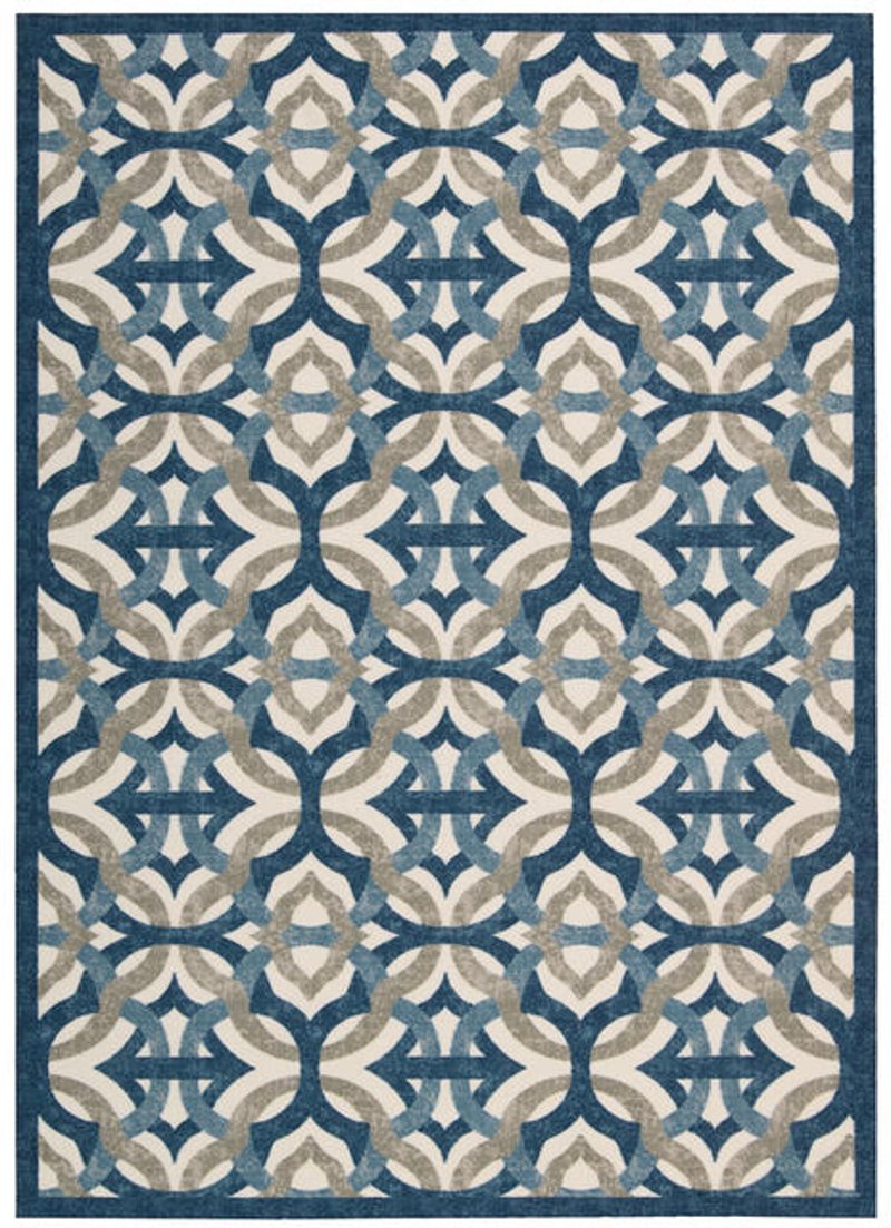 10 X 13 Large Blue And Taupe Indoor Outdoor Rug Waverly Sun Indoor Outdoor Rug