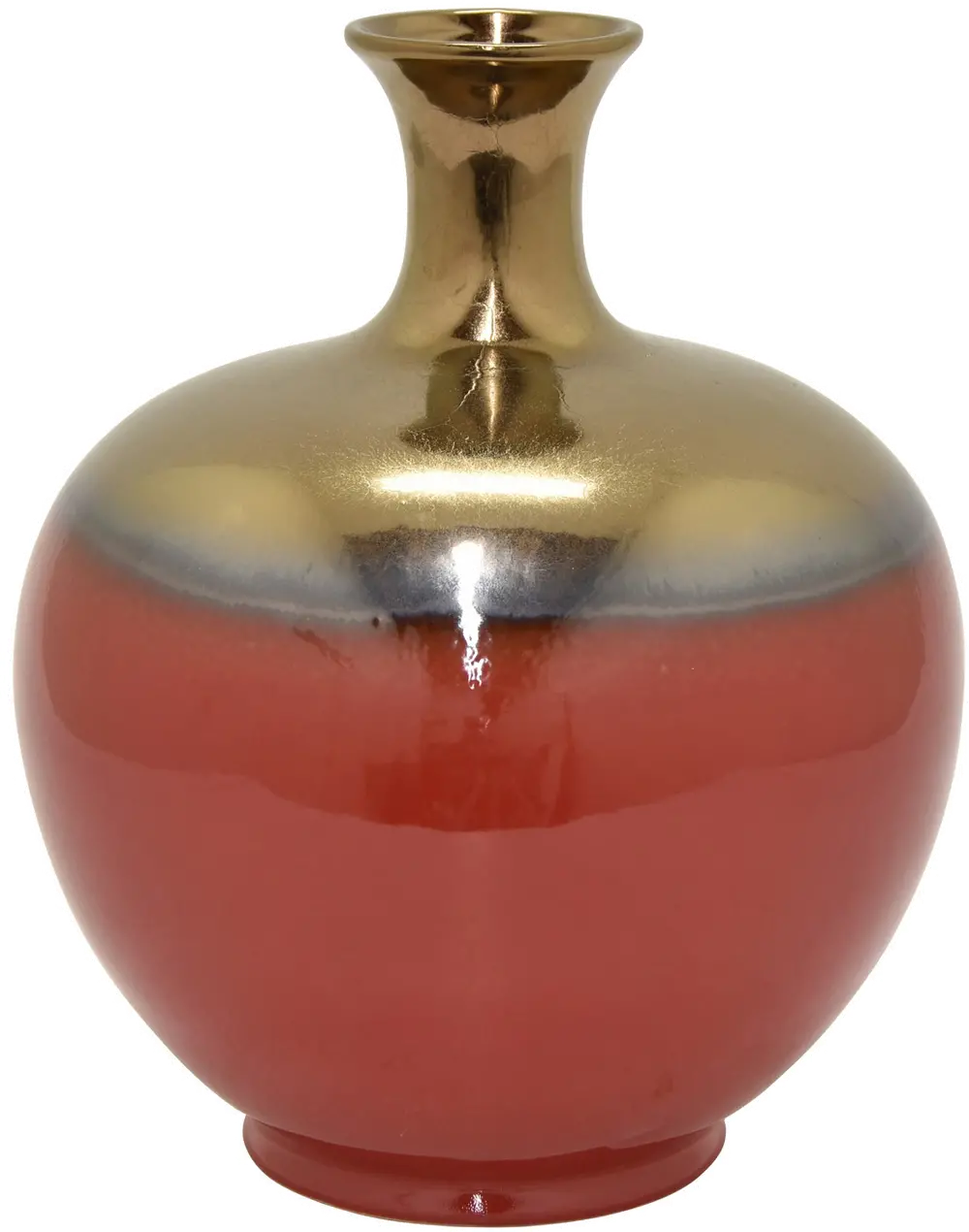 12 Inch Red and Bronze Ceramic Narrow Neck Vase-1