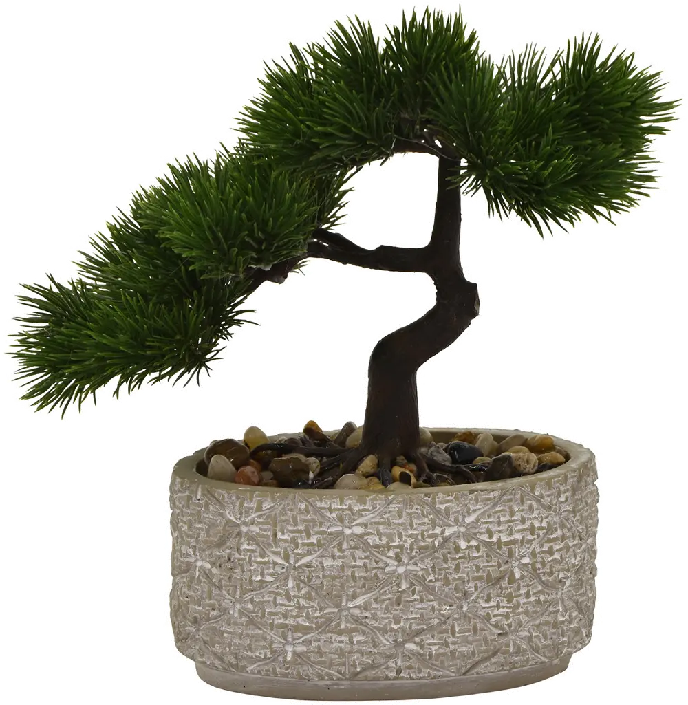 Faux Green Bonsai Arrangement Plant in Pot-1