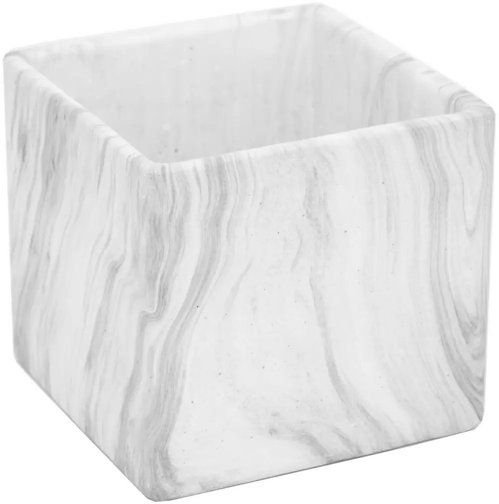 5 Inch Marble Look Square Flower Pot-1