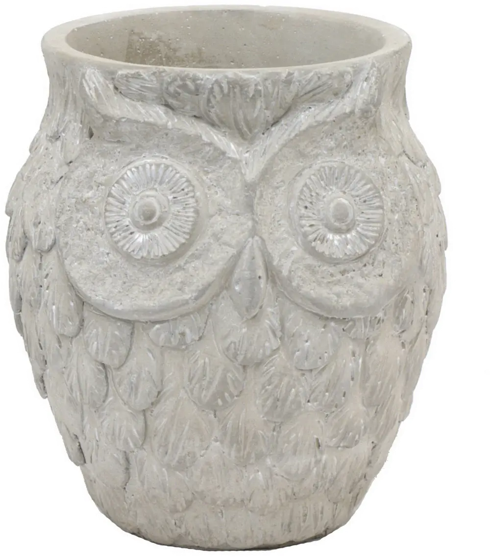 7 Inch White Owl Planter-1