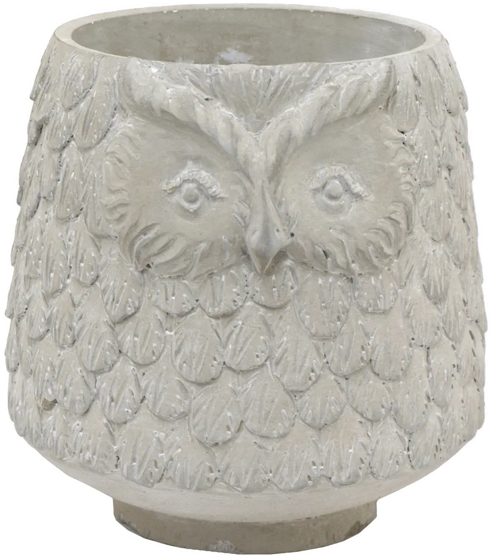 8 Inch White Owl Planter-1