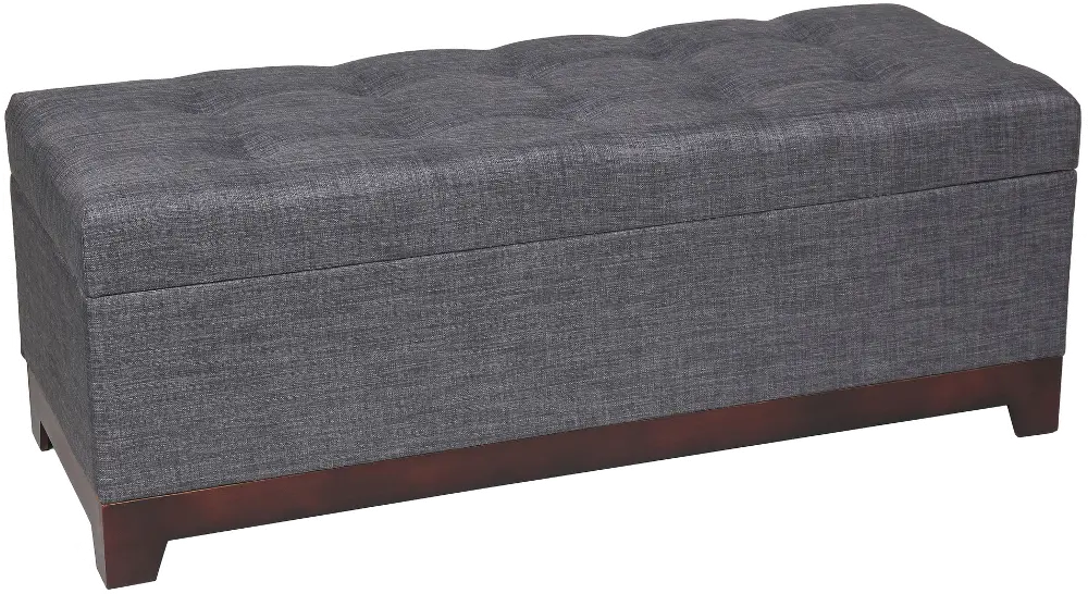 Gray Linen Tufted Storage Bench-1