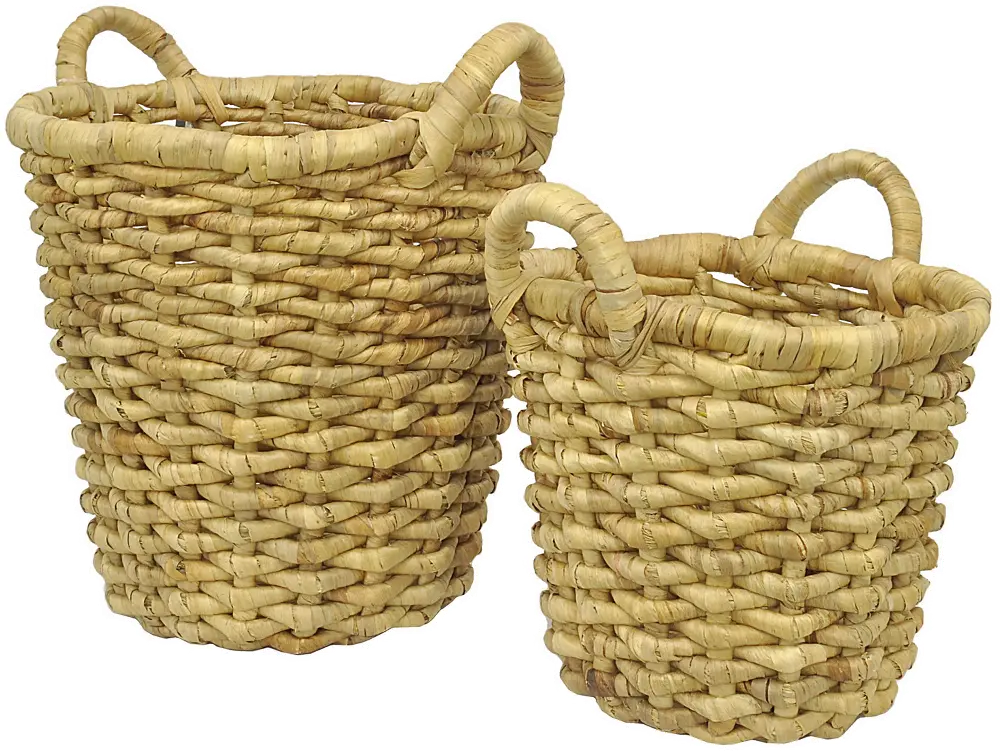 21 Inch Natural Water Hyacinth Basket with Handles-1