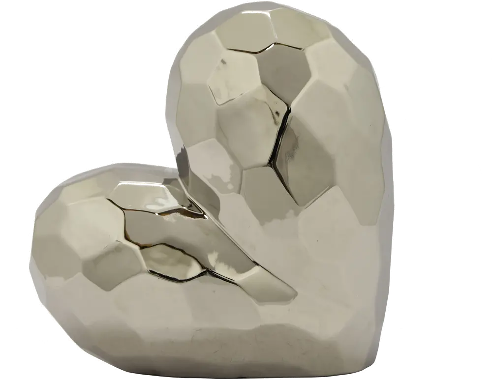 Silver Ceramic Heart Tabletop Decor Sculpture-1
