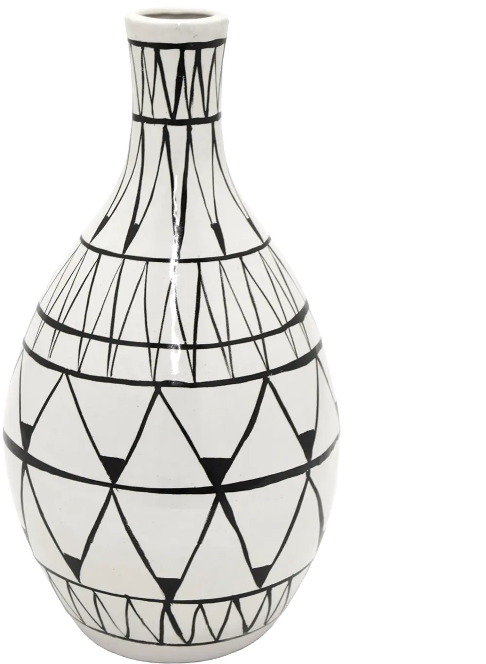 15 Inch White and Black Ceramic Vase-1