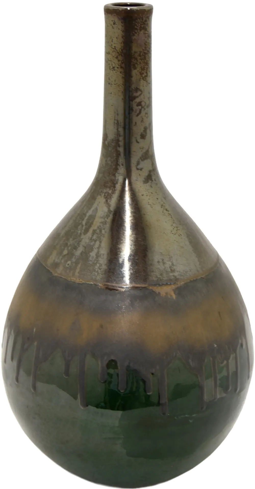 Dark Sable Green Ceramic Long Neck Vase-1