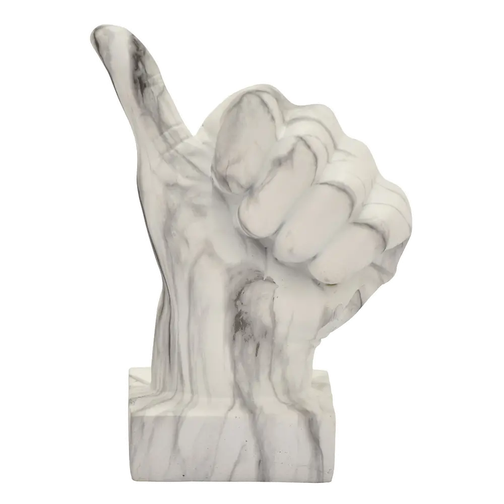 White and Gray Hand Thumbs Up Sign Sculpture-1