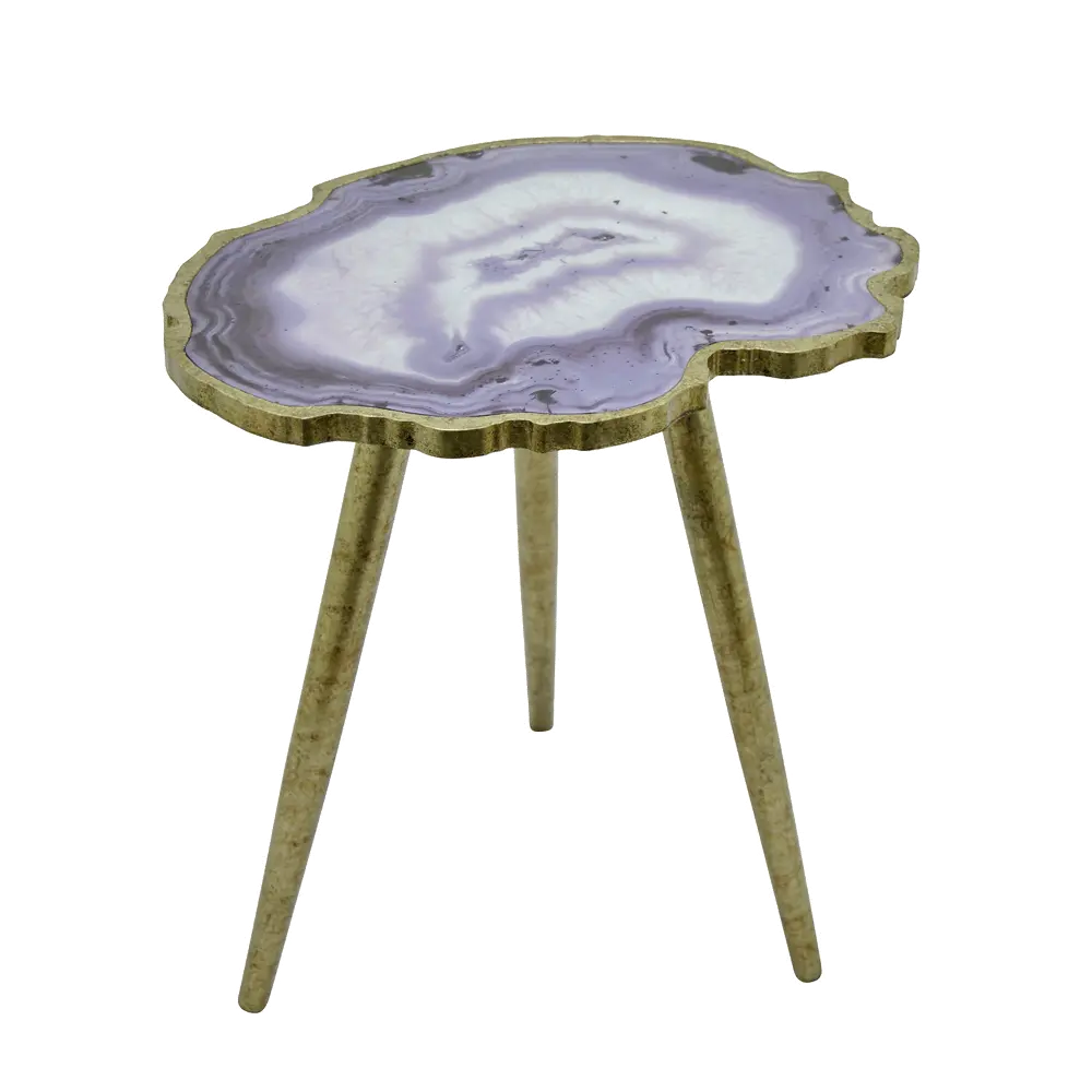 Purple Agate Top Wooden Decorative Accent Table-1