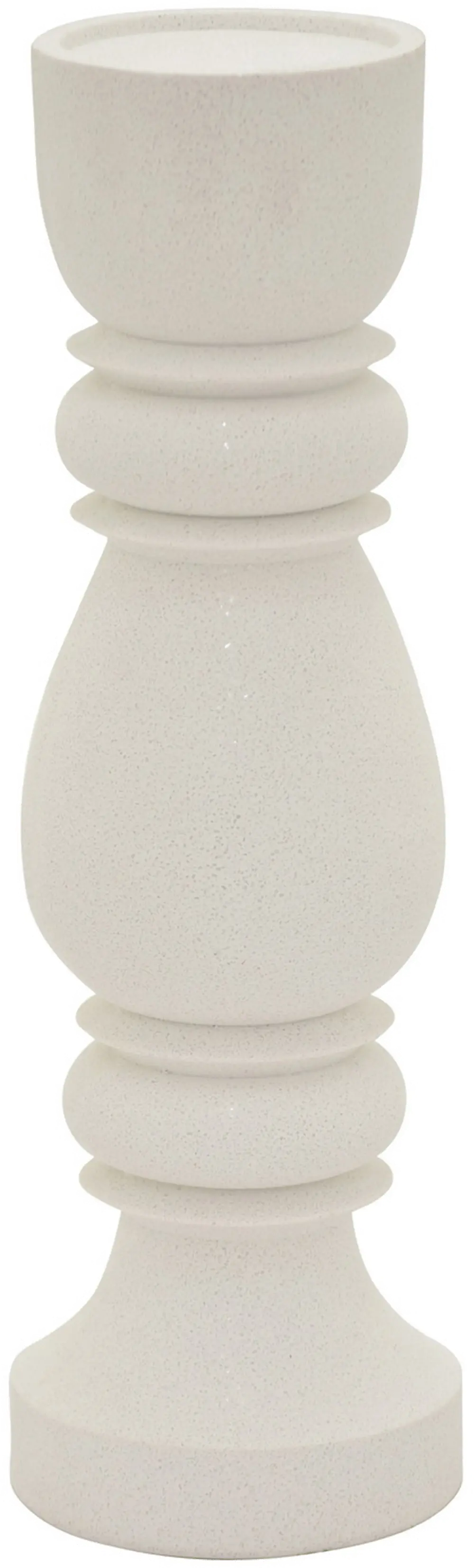 16 Inch White Stone-Look Candle Holder-1