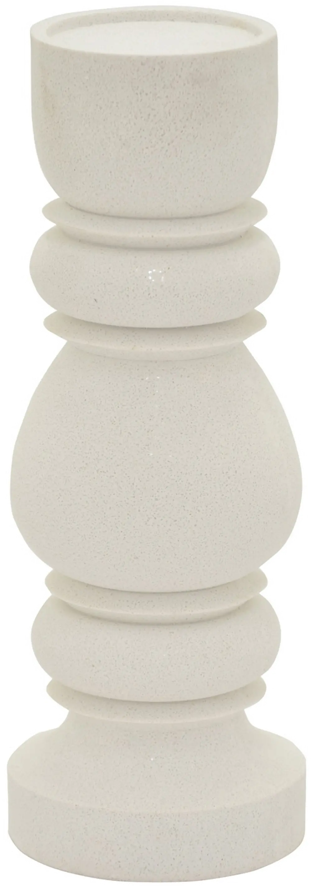 14 Inch White Stone Look Candle Holder-1