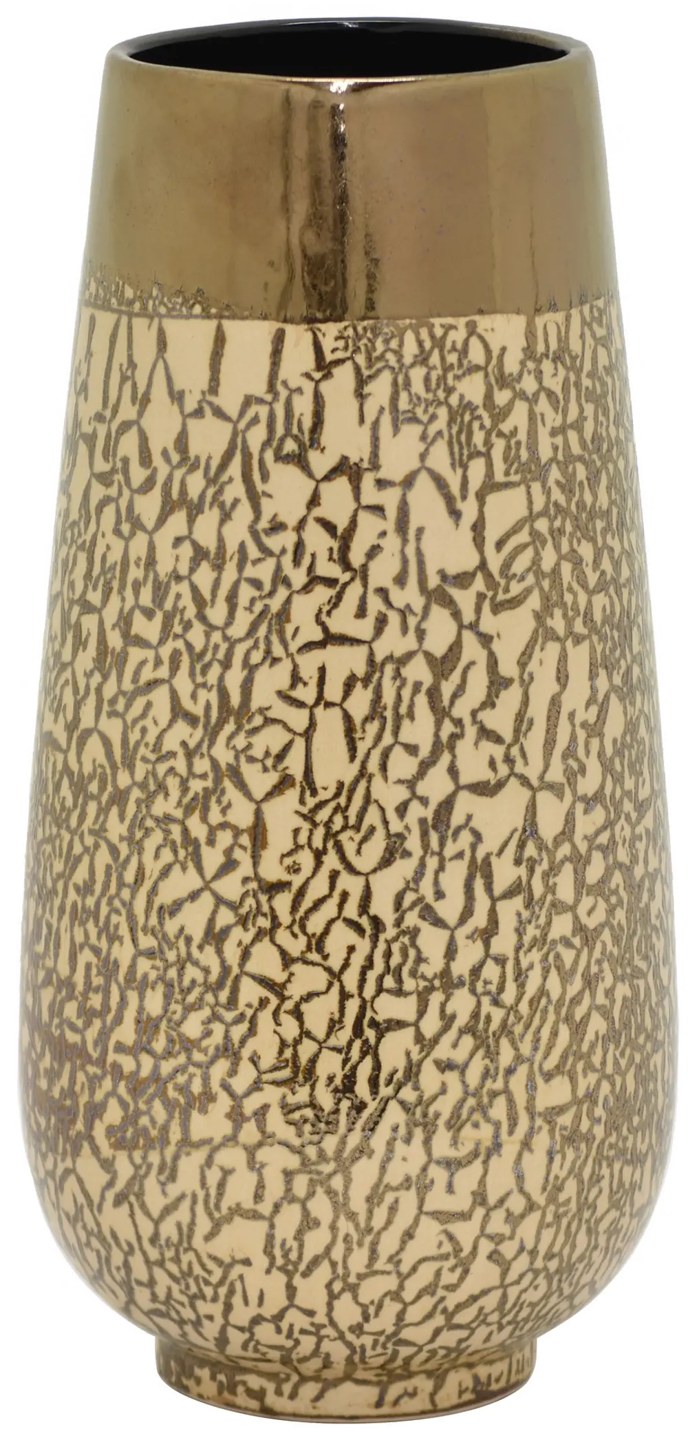 14 Inch Crackled Copper and Blush Ceramic Vase-1
