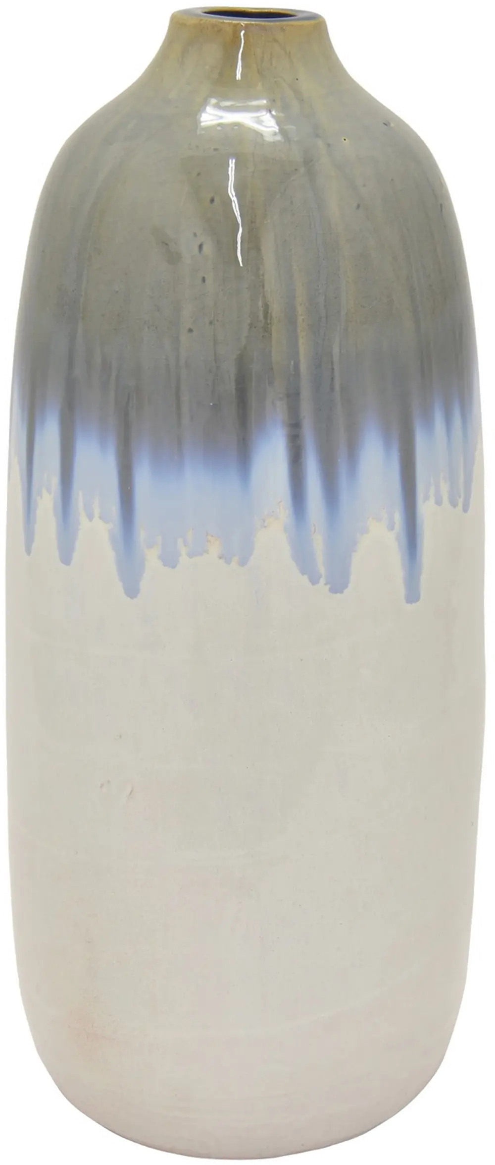 Gray, White and Blue Drip Ceramic Vase-1