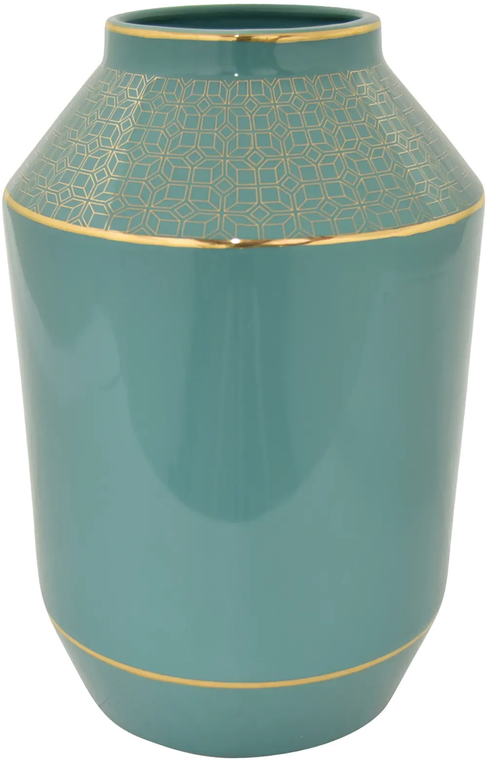12 Inch Turquoise and Gold Porcelain Vase-1