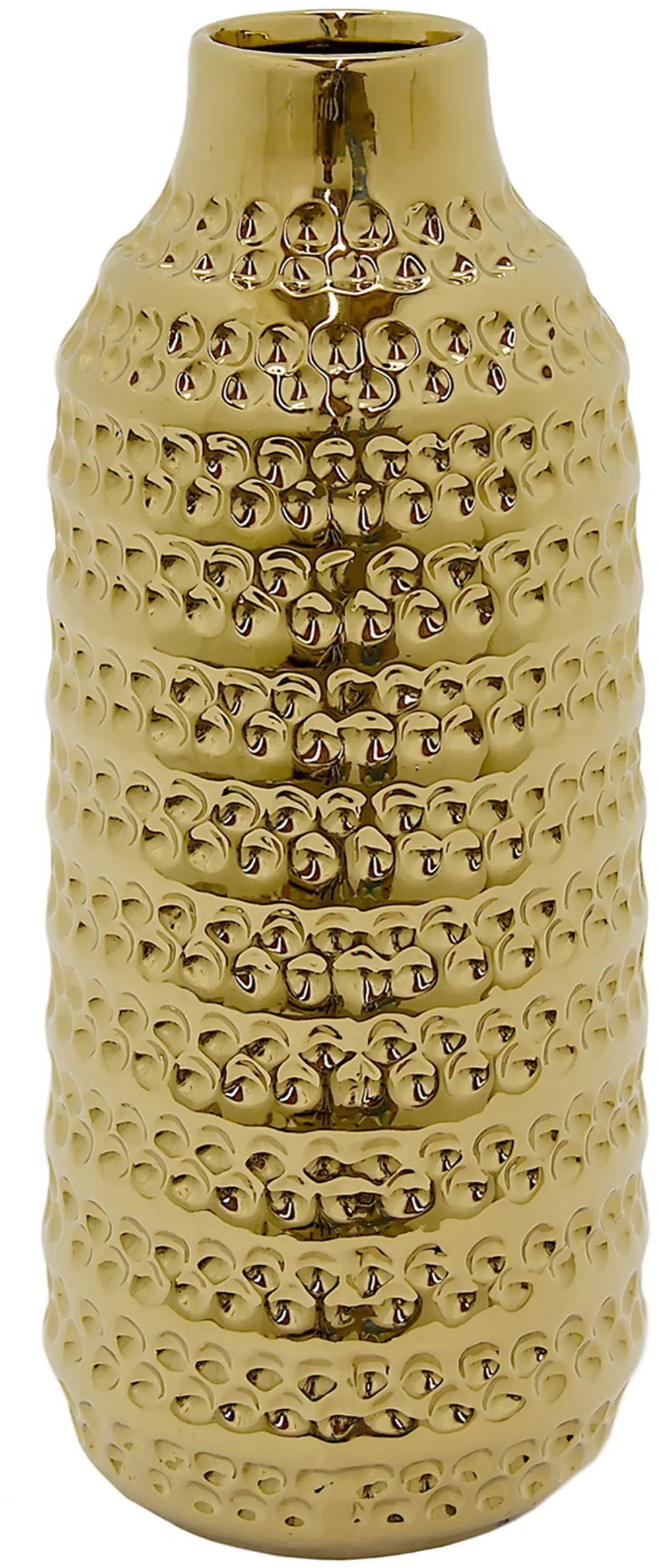 14 Inch Textured Gold Ceramic Vase-1