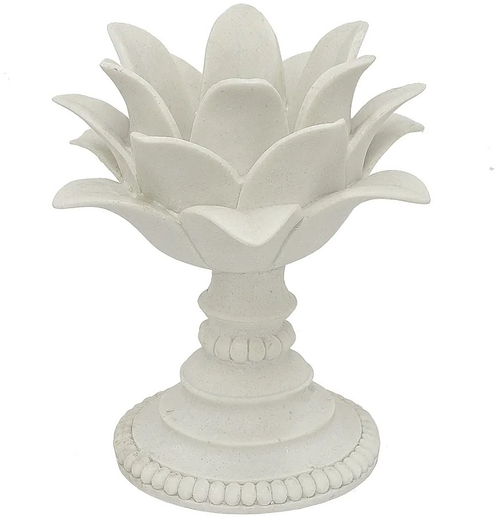 10 Inch White Lotus Flower Votive Holder-1