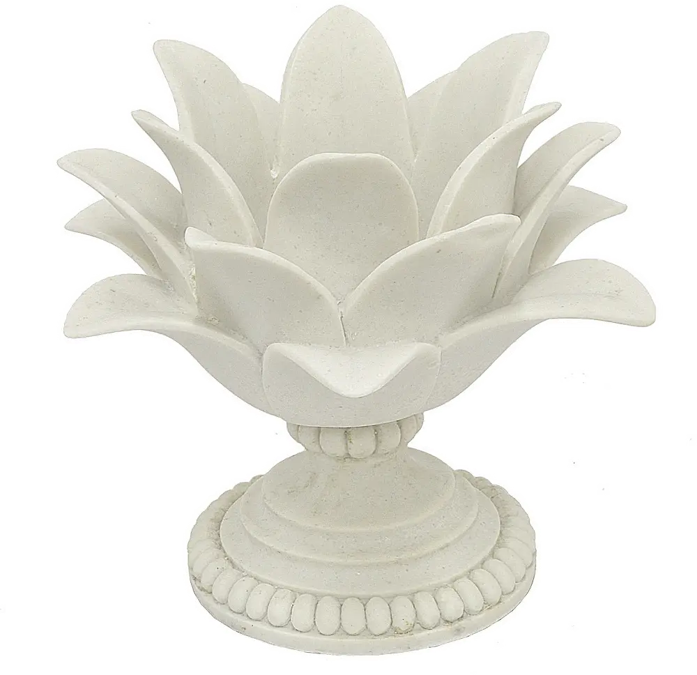 7 Inch White Lotus Flower Votive Holder-1