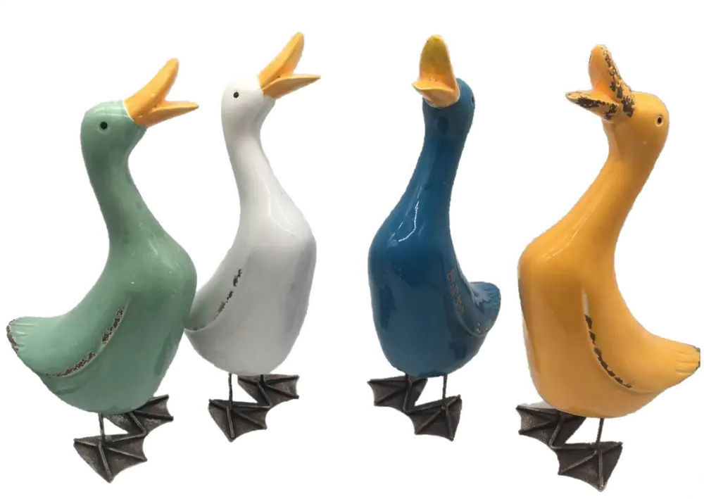 Assorted Multi Color Ceramic Duck Sculpture-1