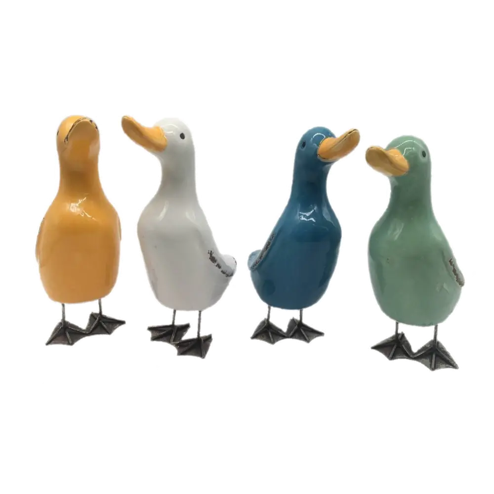 Assorted Multi Color Ceramic Duck Sculpture-1