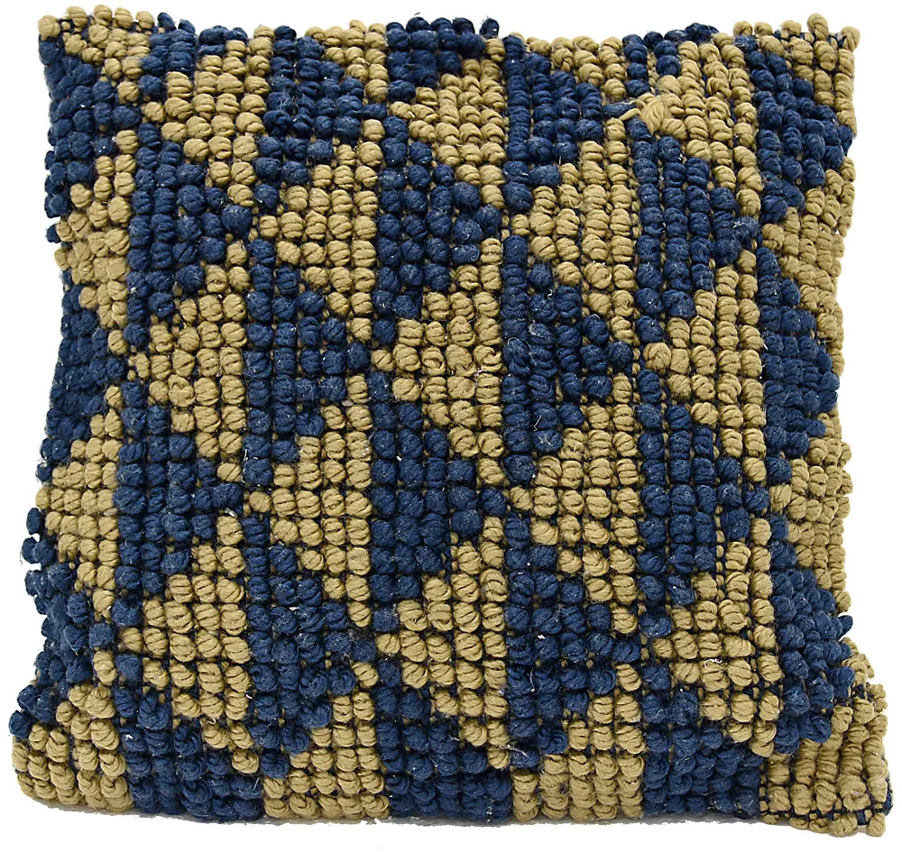 Blue and Tan Triangle Throw Pillow-1