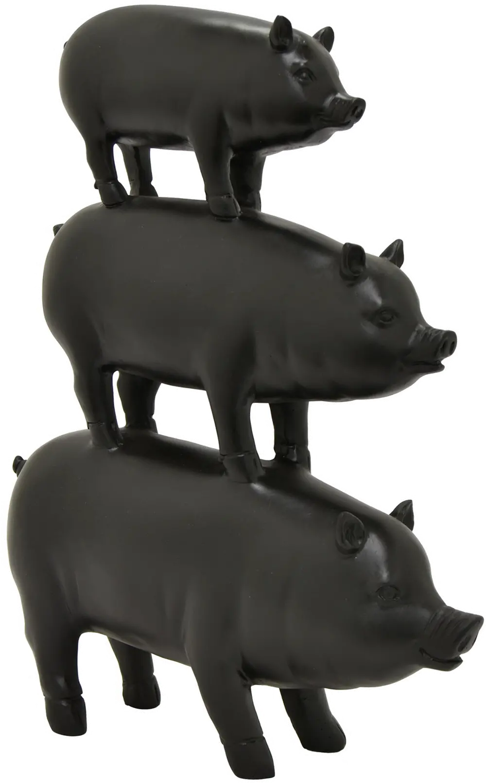 Black Stacked Family of Pigs Tabletop Decor-1