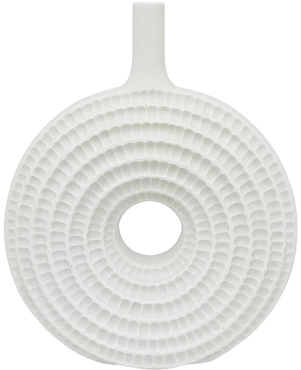 18 Inch White Round Ceramic Textured Vase-1